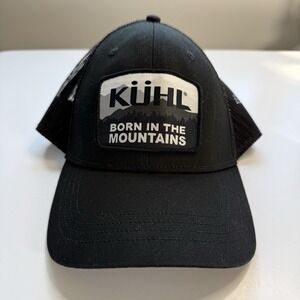 KUHL Ridge Patch Trucker Hat Adjustable Snap Back Mesh Black Baseball Cap O/S